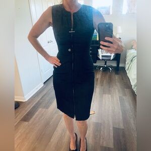 CK | Charcoal Gray MIDI Front Zip Dress | Women’s 6 | Excellent Condition